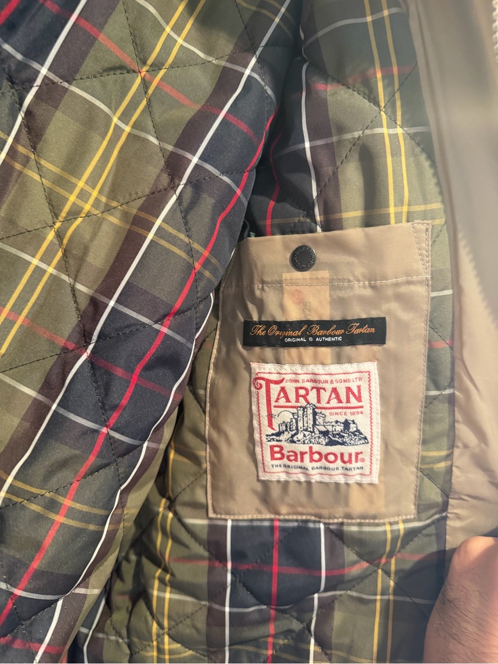 Barbour Beige Cotton Field Jacket with Corduroy Cuffs - Picture 5 of 5
